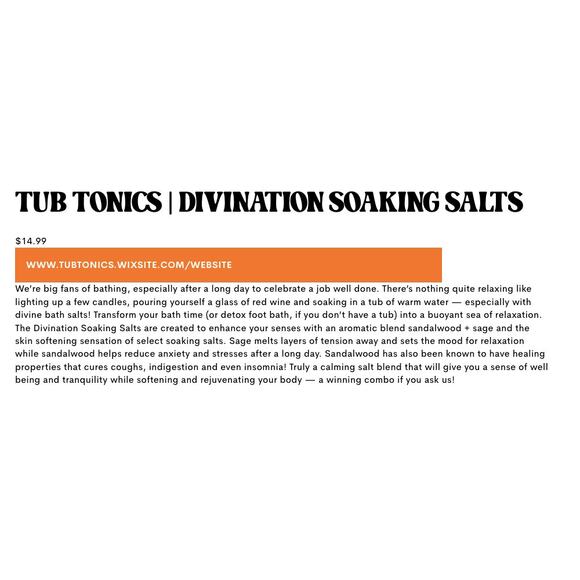 NEW Tub Tonics Divination Sandalwood & Sage Bath Soaking Salts 8 oz. - Picture 5 of 5